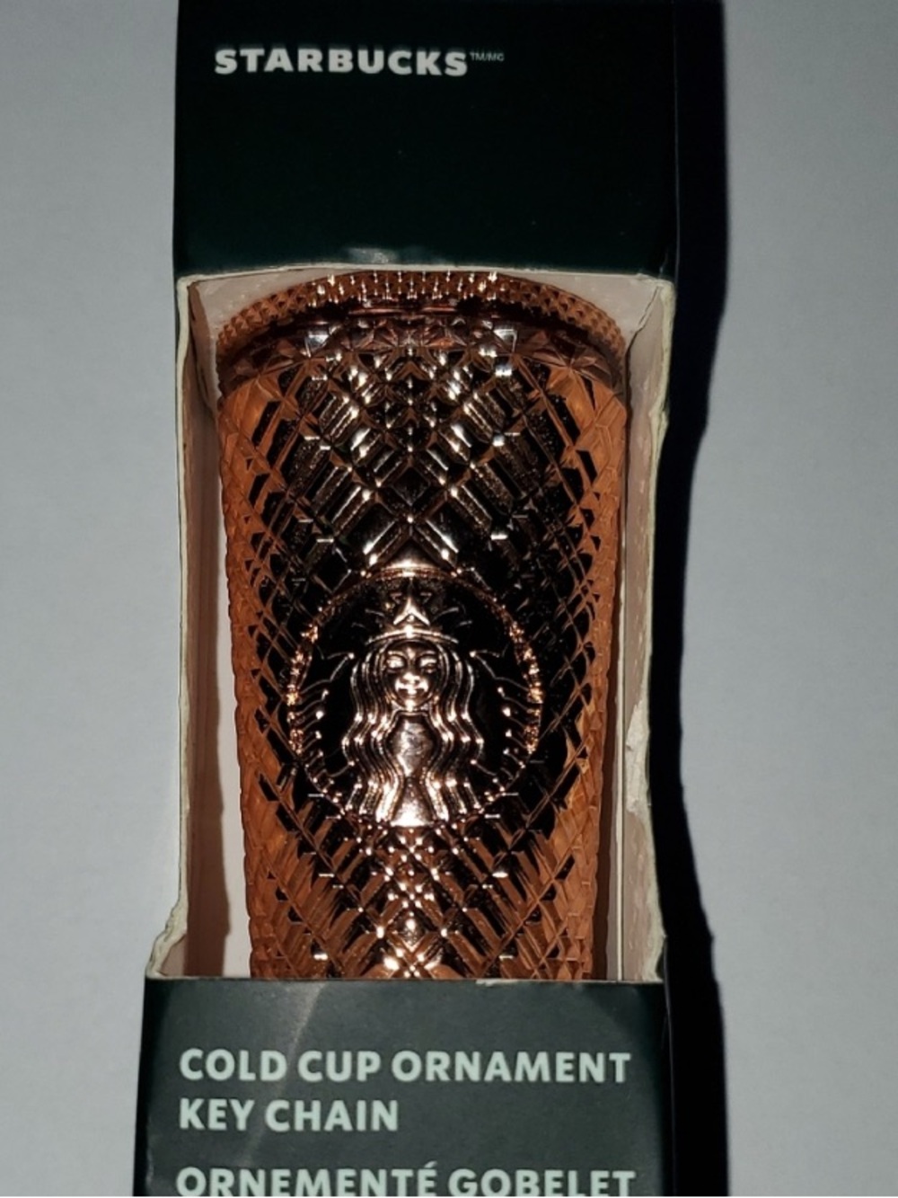 Starbucks Gold Cold Cup Key Chain Glow in Black Splatter NWTO